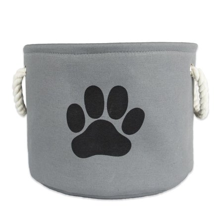 CONVENIENCE CONCEPTS 9 x 12 x 12 in. Polyester Round Pet Bin Paw, Grey - Small HI2567938